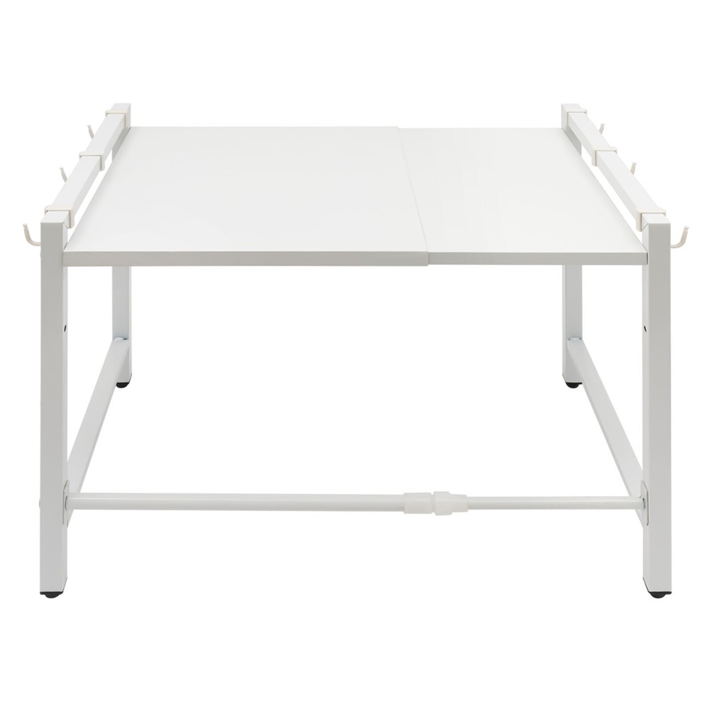 Extendable Microwave Oven Rack, 2-Tiers Adjustable Microwave Stand White Shelf