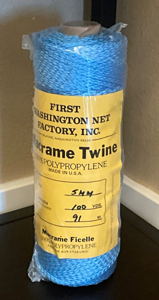 (4) FIRST WASHINGTON NET MACRAME TWINE 100% POLYPROPYLENE 100 YDS, 5MM, LT BLUE