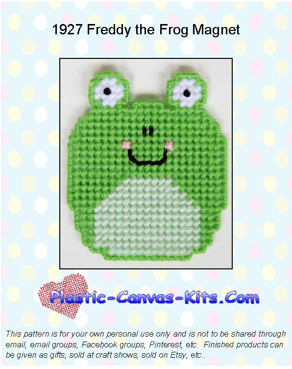 Freddy the Frog Magnet - Plastic Canvas Pattern or Kit
