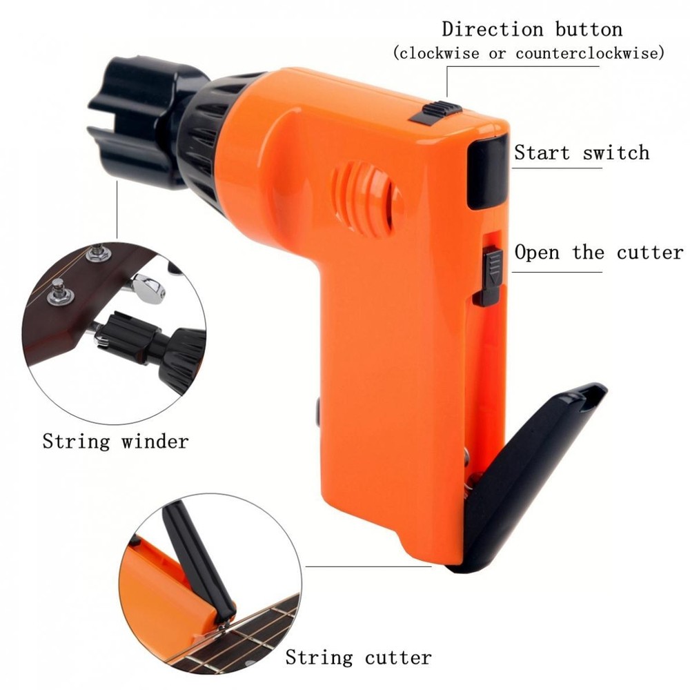 Guitar Tools Guitar Strings Winder with String Cutter Rechargeable Electric Auto