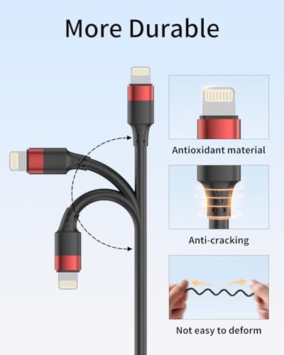 Coiled Lightning Cable for Car, 2 Pack Retractable Lightning USB A to Lightning