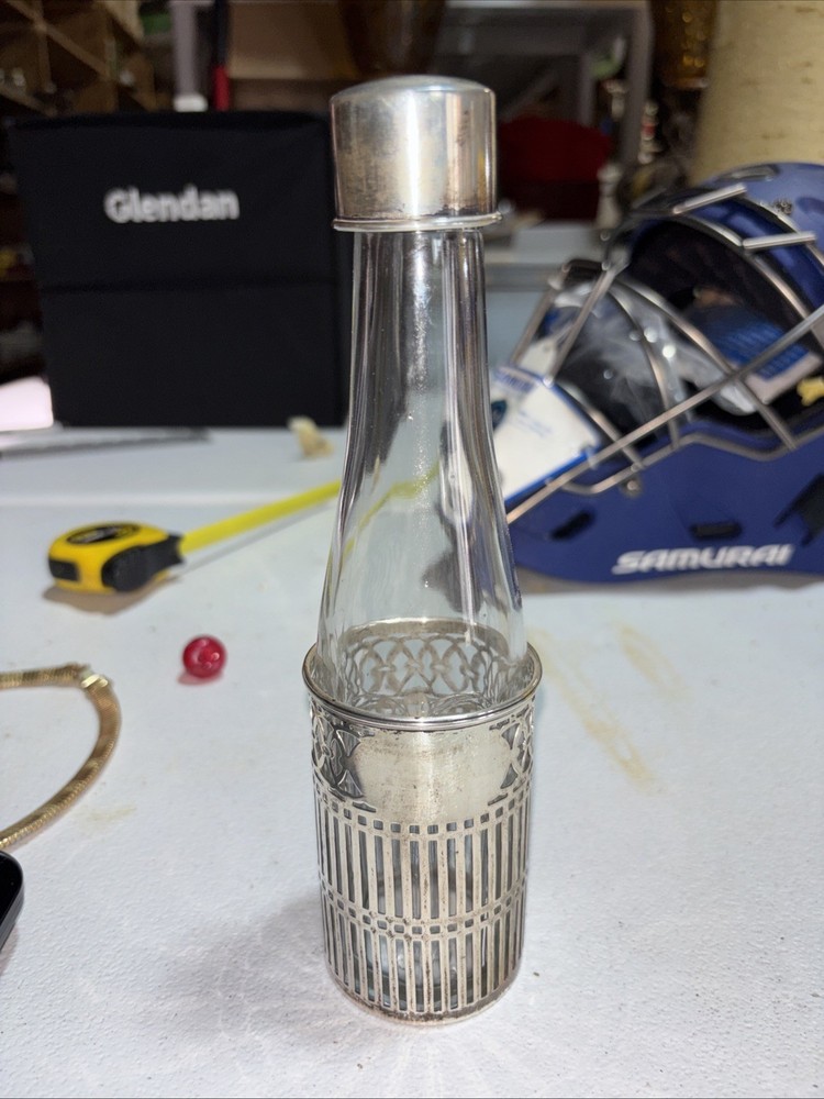 sterling silver overlay glass Bottle