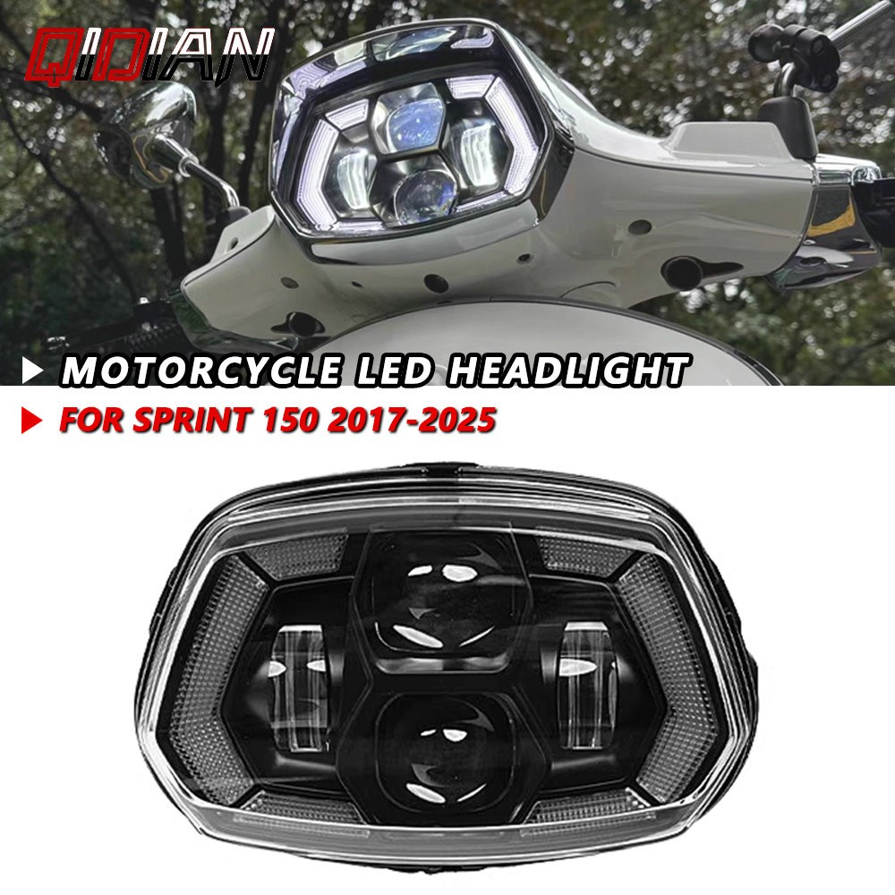Motorcycle LED Headlight Assembly Front Signal Light For 2017-2025 Sprint 150