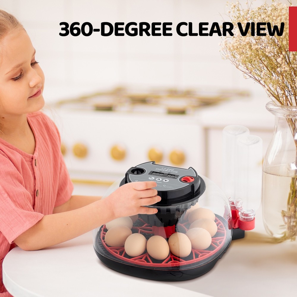 12 Egg Incubator with Automatic Turning, Humidity Control, LED Egg CandlerAC