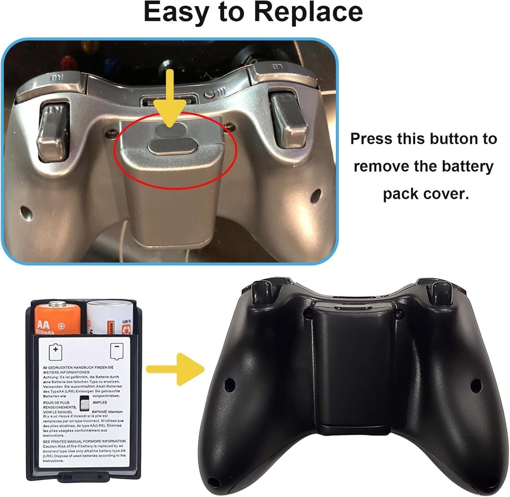 2X AA Battery Back Cover Case Shell Pack For Xbox 360 Wireless Controller Black