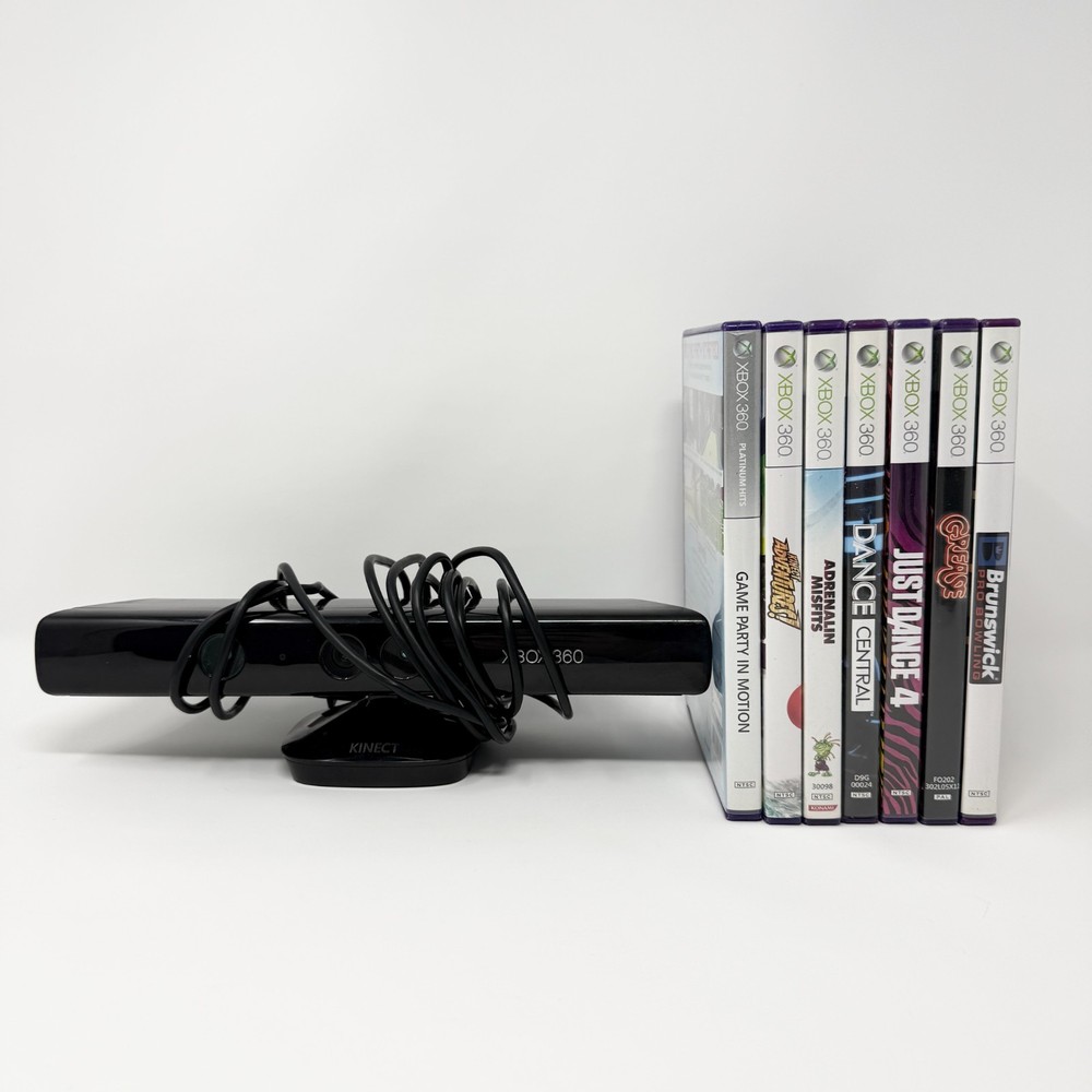 Microsoft Xbox 360 Kinect Sensor Bar with 7 Games Bundle Lot • Tested