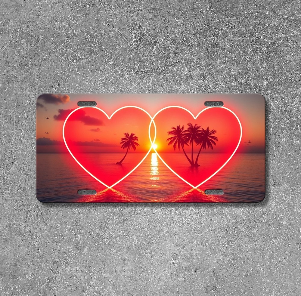 Custom Twin Hearts Graphic Personalized Name License Plate Personalized Front Pl