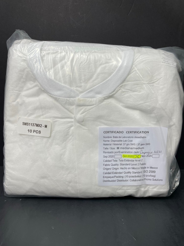 Collaborative Promo Solutions Lab Coat Medium Level 2 SMS White 100 Coats