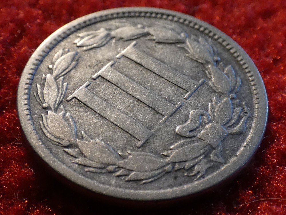 1866 Three Cent Nickel Detached Lamination Error! #3427