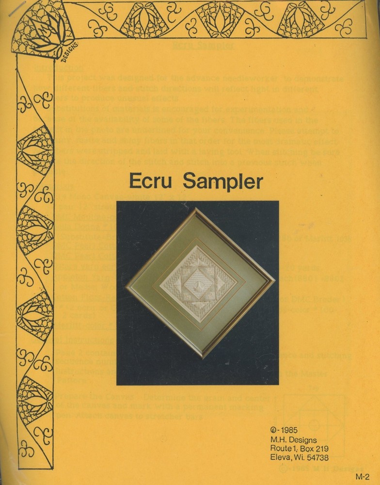 MH Designs Ecru Sampler Needlework Embroidery Counted Canvas Work KIT