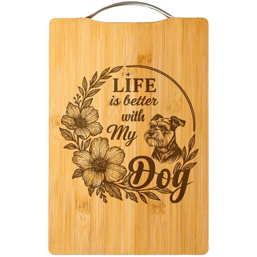 Custom Engraved Bamboo Cutting Board Dog Lover Christmas Gift – Schnauzer