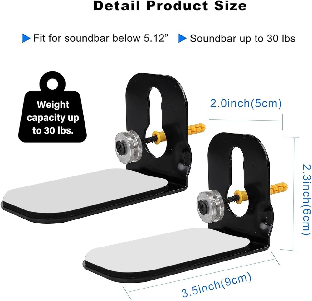 Universal Sound Bar Wall Mount Kit - Secure, Easy Installation, Waterproof
