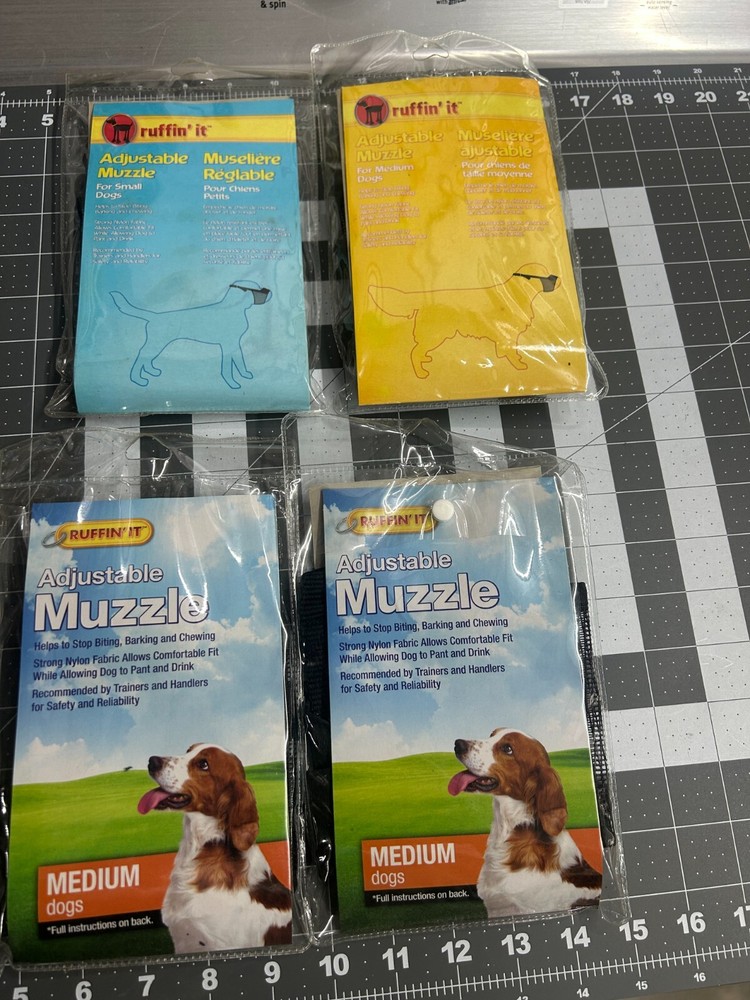 NOS 4-pack lot Westminster Ruffin' it Adjustable Dog Muzzle Medium & Small