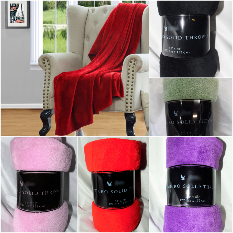 MICRO-PLUSH BLANKET SUPER COZY SOFT AND EASY CARRY SOLID SMALL THROW BED BLANKET