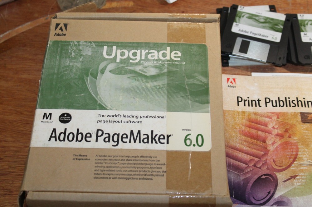 Vintage Adobe PageMaker Version 6.0 Mac Floppy Discs Plus Manuals 0197-2471