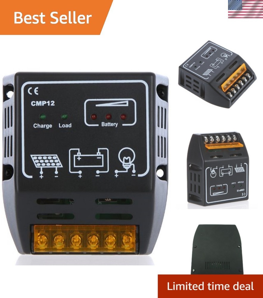 Compact Solar Charge Controller 10A - LCD Display & Safety Protections Included