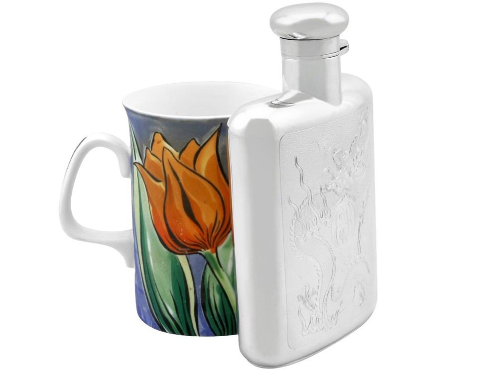 1930s Chinese Silver Hip Flask