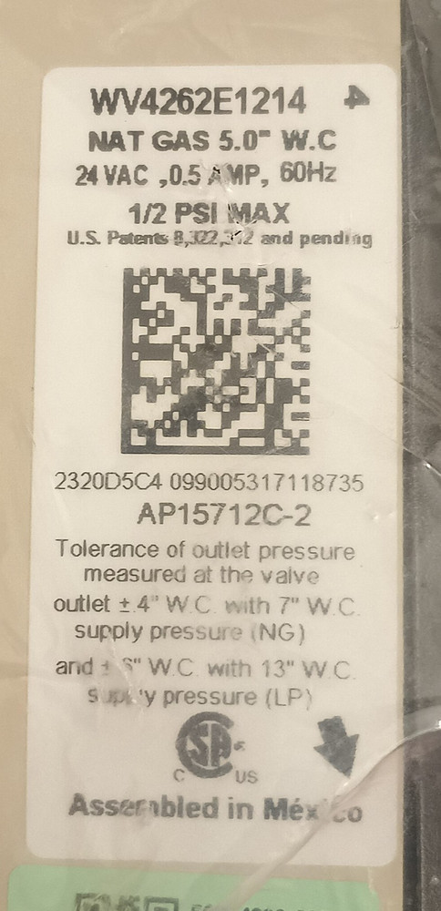 NEW! RESIDEO WV4262E1214 OEM Water Heater Natural Gas Valve