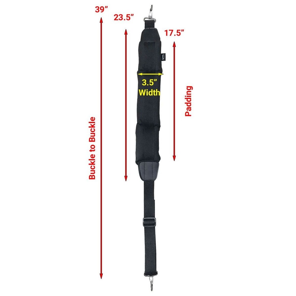 Intech Single Padded Adjustable Golf Bag Strap Replacement Golf Strap - Black