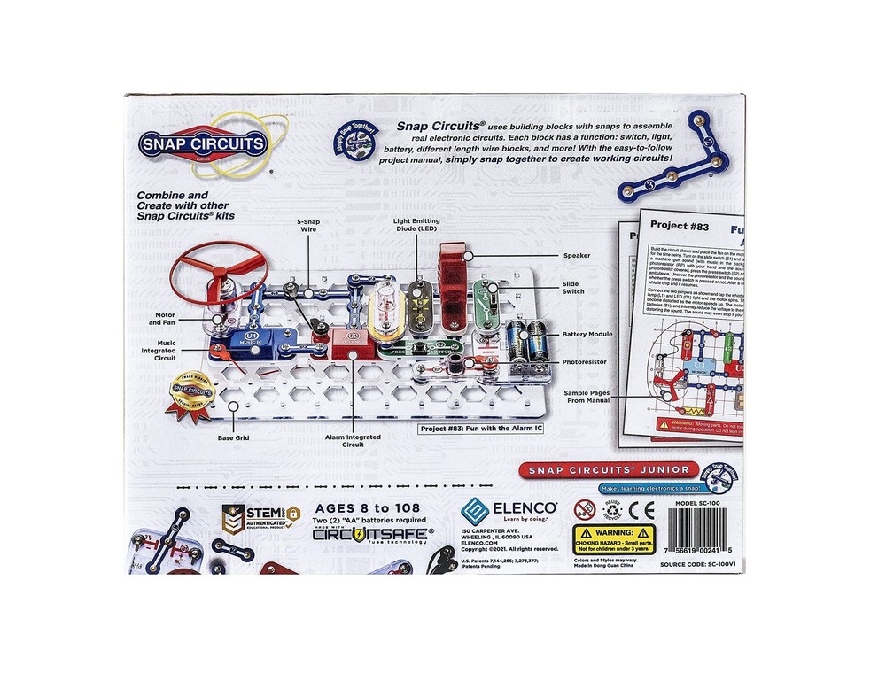 Snap Circuits Jr. SC-100 Electronics Exploration Kit, Over 100 Projects, Full...