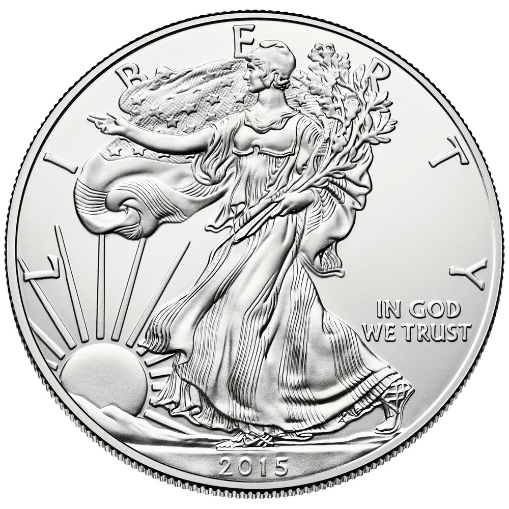 2015 AMERICAN SILVER EAGLE IN PROTECTIVE CRYSTAL DISPLAY CASE