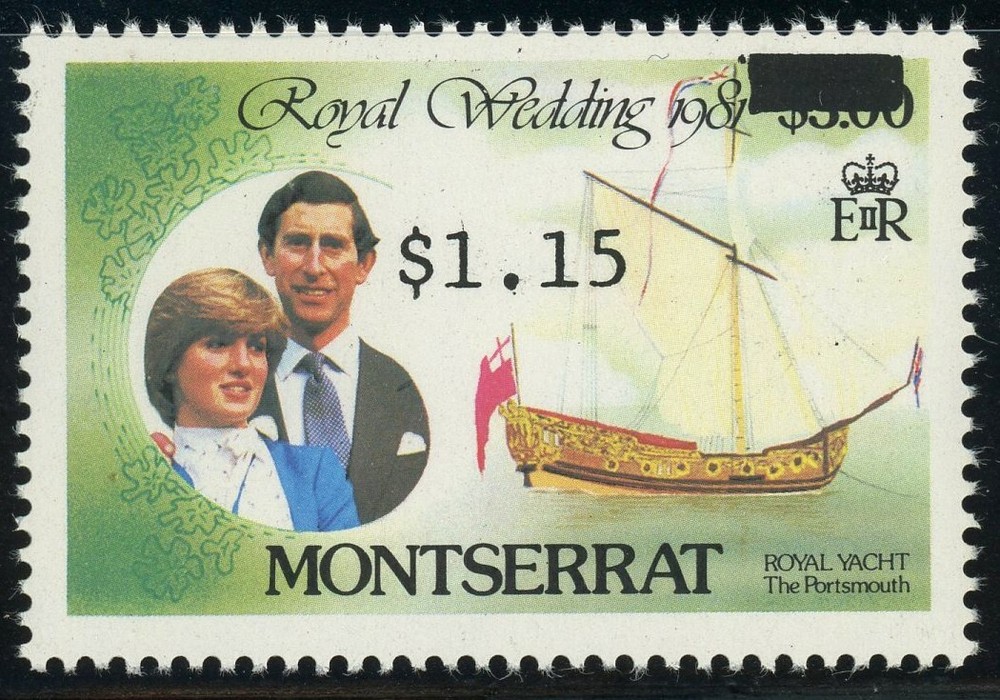Montserrat Royal Wedding Wrong Value Overprint Error Postage Stamp 1983 MNH
