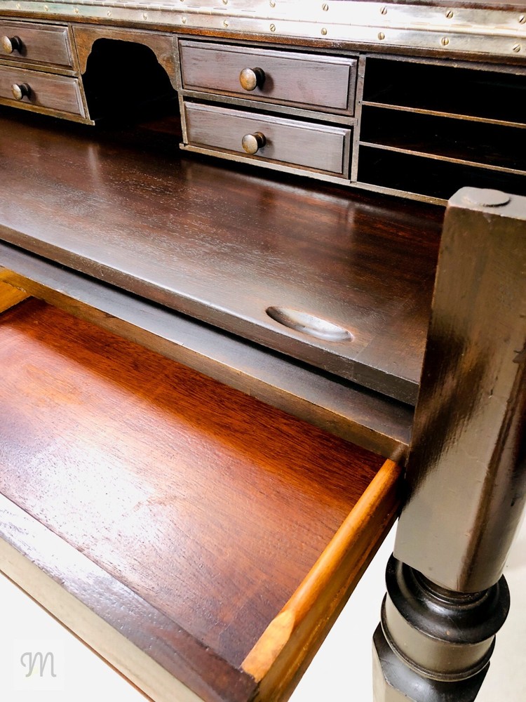 H.E. Shaw Spinet Writing Desk in solid dark Mahogany c.1900