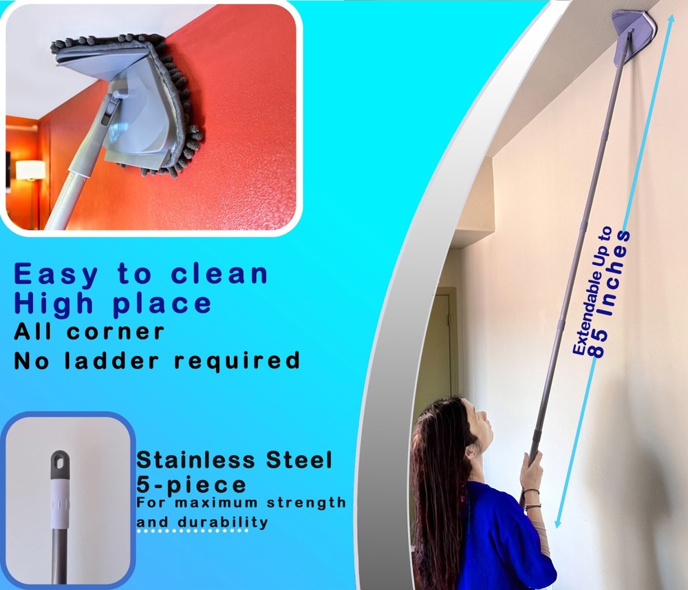 Wall Cleaning Mop with Long Handle, Ceiling Cleaner Tool Duster