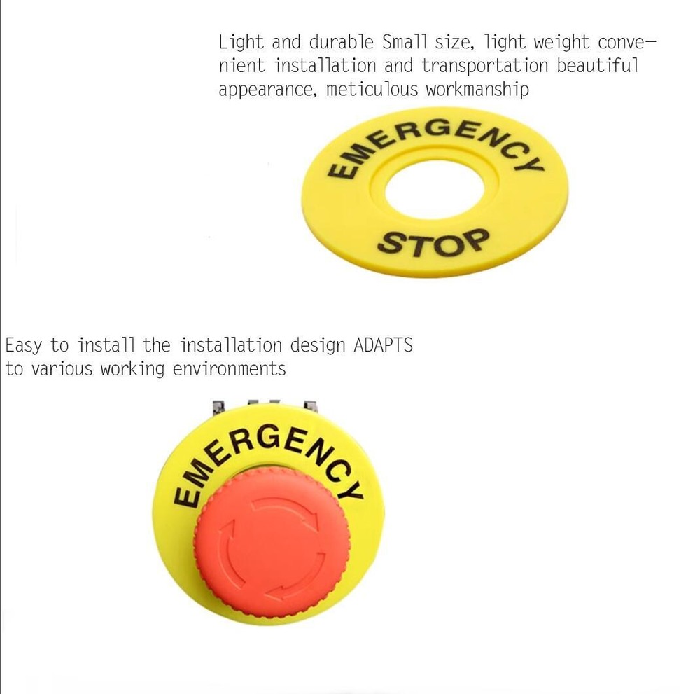 Emergency stop button switch 22mm button label frame warning ring mark STOP 60mm