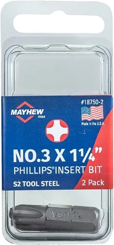Mayhew 18750-2 - No. 3 x 1.25" Phillips® Insert Bit, 2 Pack - 1EA