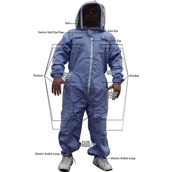Purple Beekeeper Suit Medium - Removable Veil, Durable Design