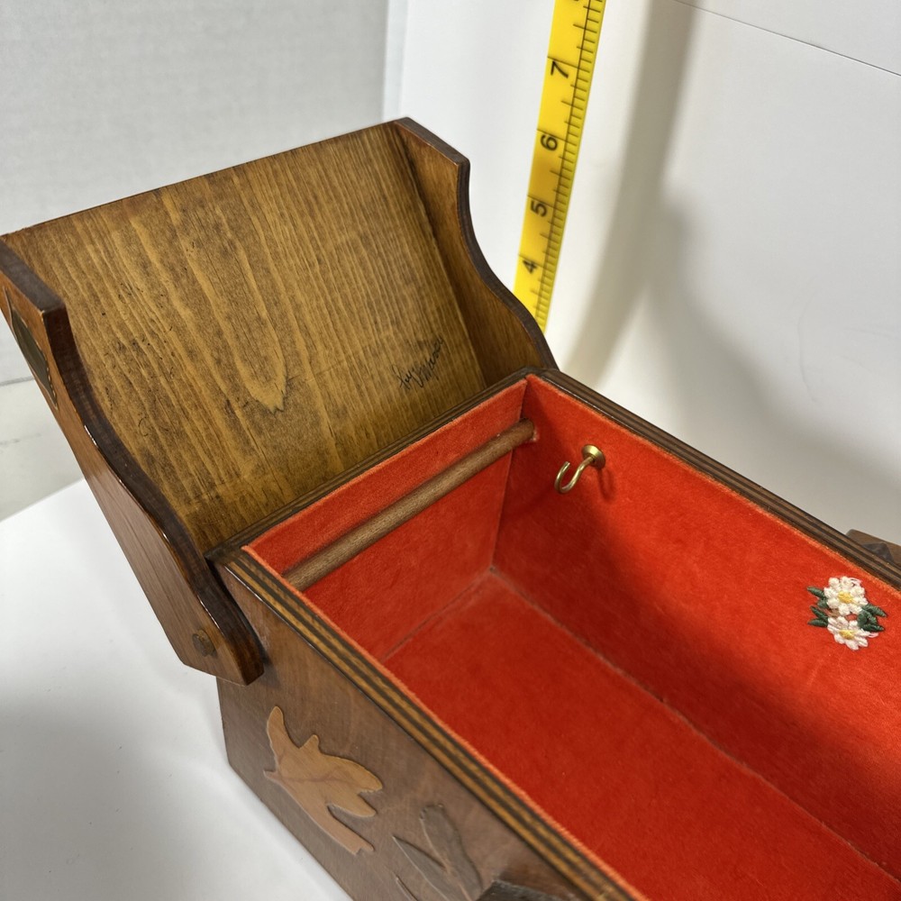 Box, Wood, Maple Leaf Laid, Storage, Sewing, Coffee Table Storage