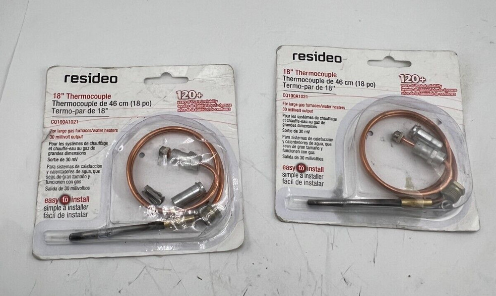 QTY 2 Resideo 18" Thermocouple CQ100A1021 for Large Gas Furnaces Water Heaters