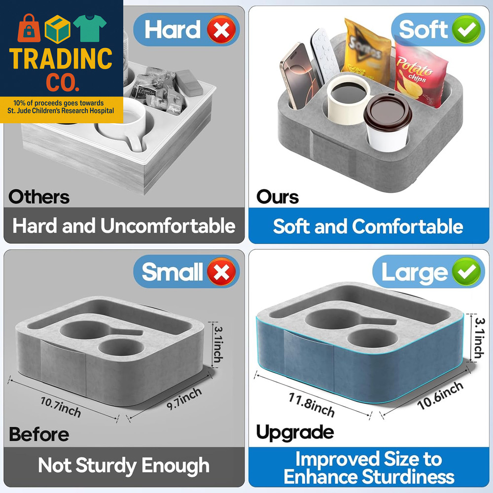 Couch Cup Holder Pillow, Sofa and Bed Caddy for Ipad, Kindle, Switch, Game Contr