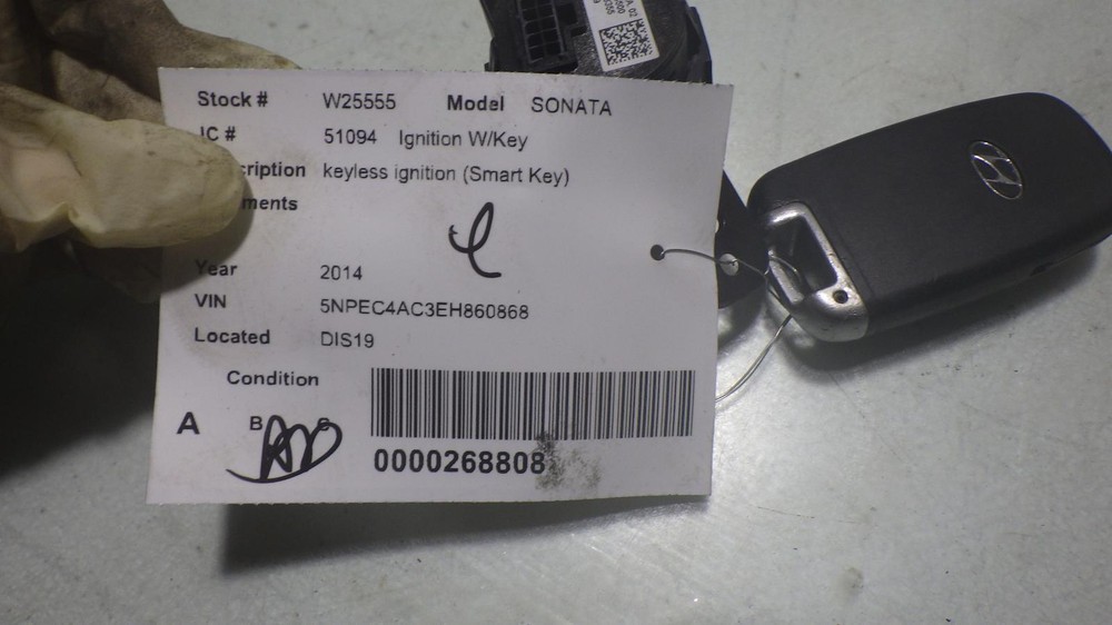 14 HYUNDAI SONATA Ignition W/Key