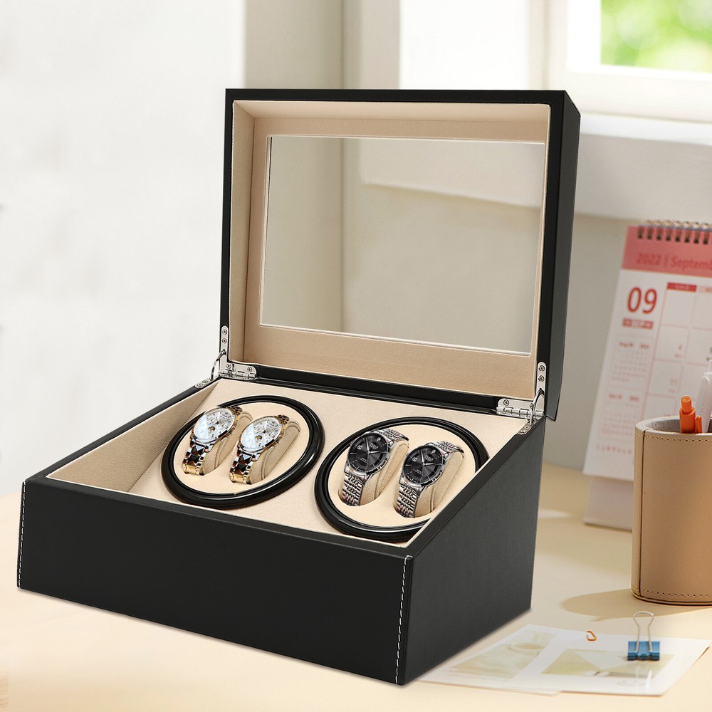 4+6 Luxury Automatic Rotation Watch Winder Box Leather Storage Display Case Gift