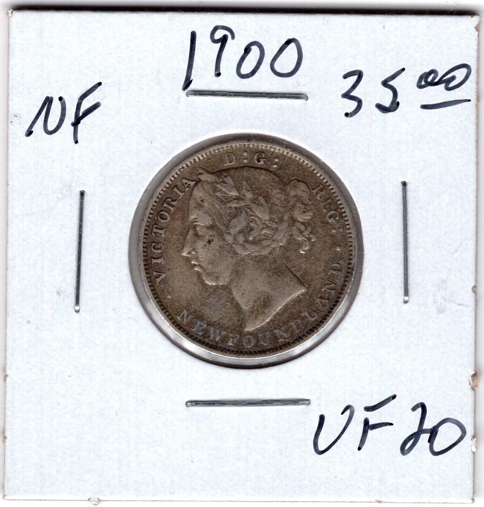 1900 Newfoundland 20 Cents Silver Coin - VF
