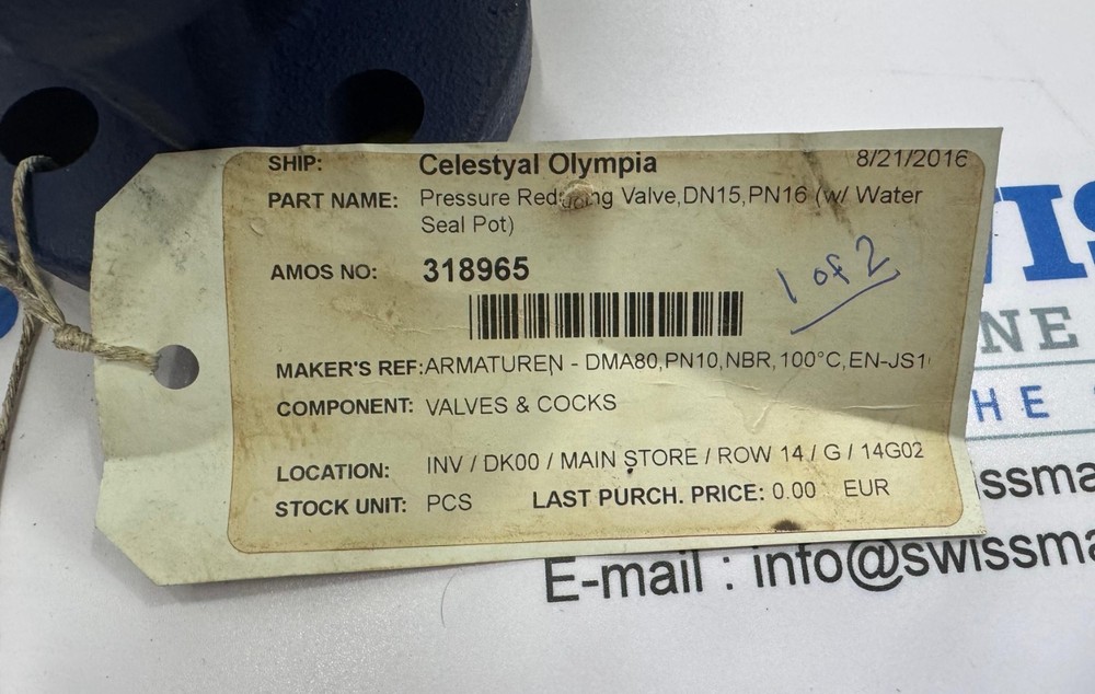 Pressure Reducing Valve,DN15,PN26(w/Water Seal Pot) ARMATUREN-DMA80,PN10,NBR