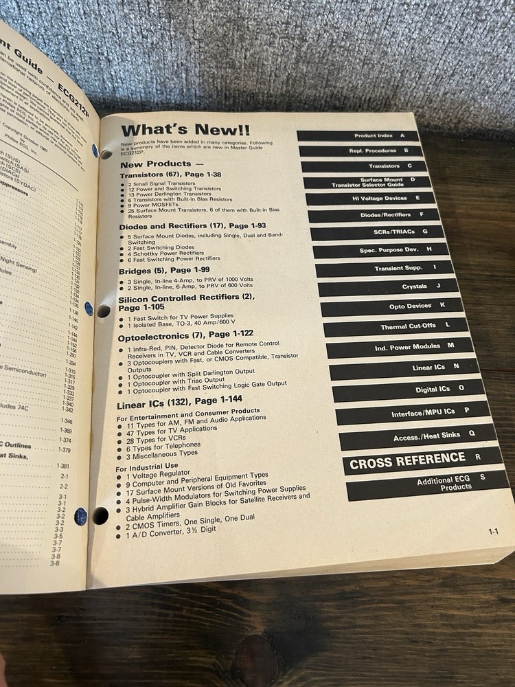 Vintage 1987 ECG Semiconductors Master Replacement Guide Catalog