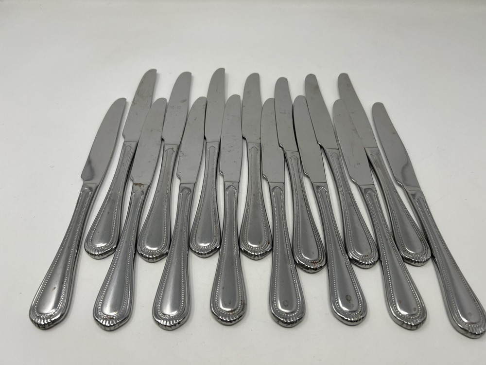 15 Piece Set Oneida Countess Beaded Dinner Knife Approx 9 Inch