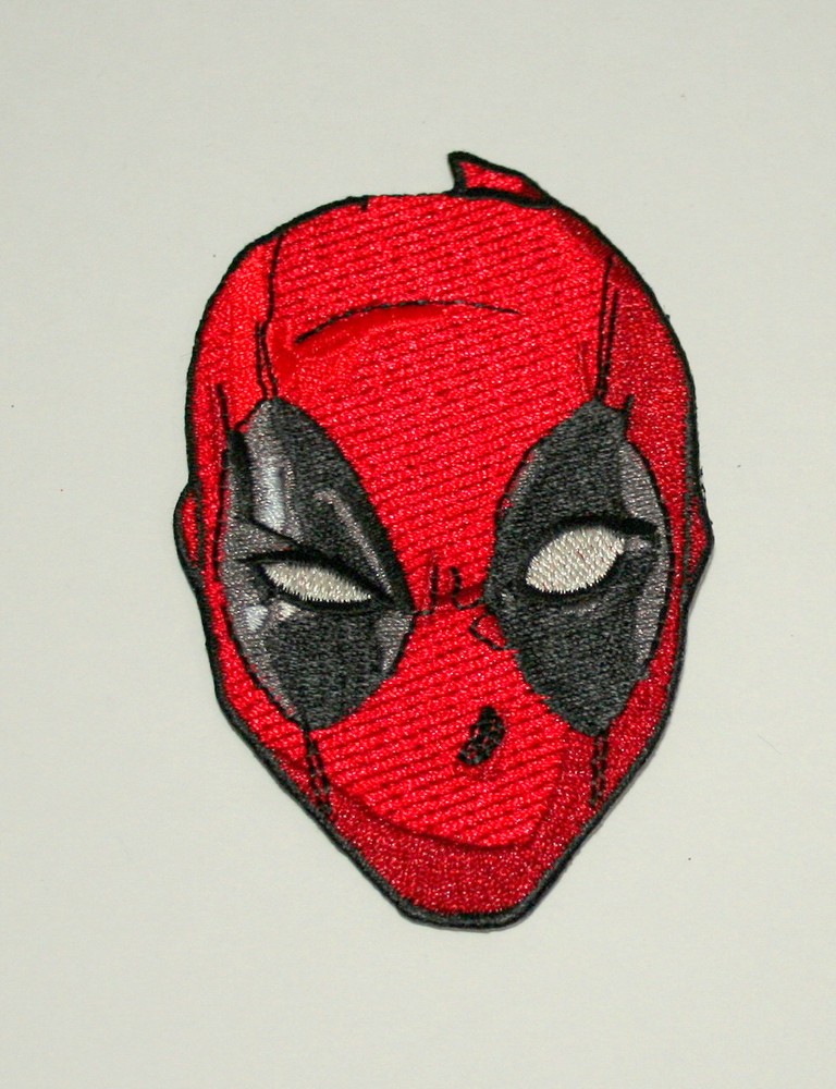 Official Marvel Comics Deadpool Mask Red Iron-On Cloth Jacket Patch New