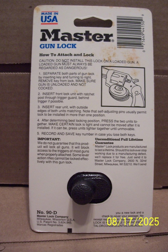 Master Brand - Gun Lock - # 90-D - New in Package