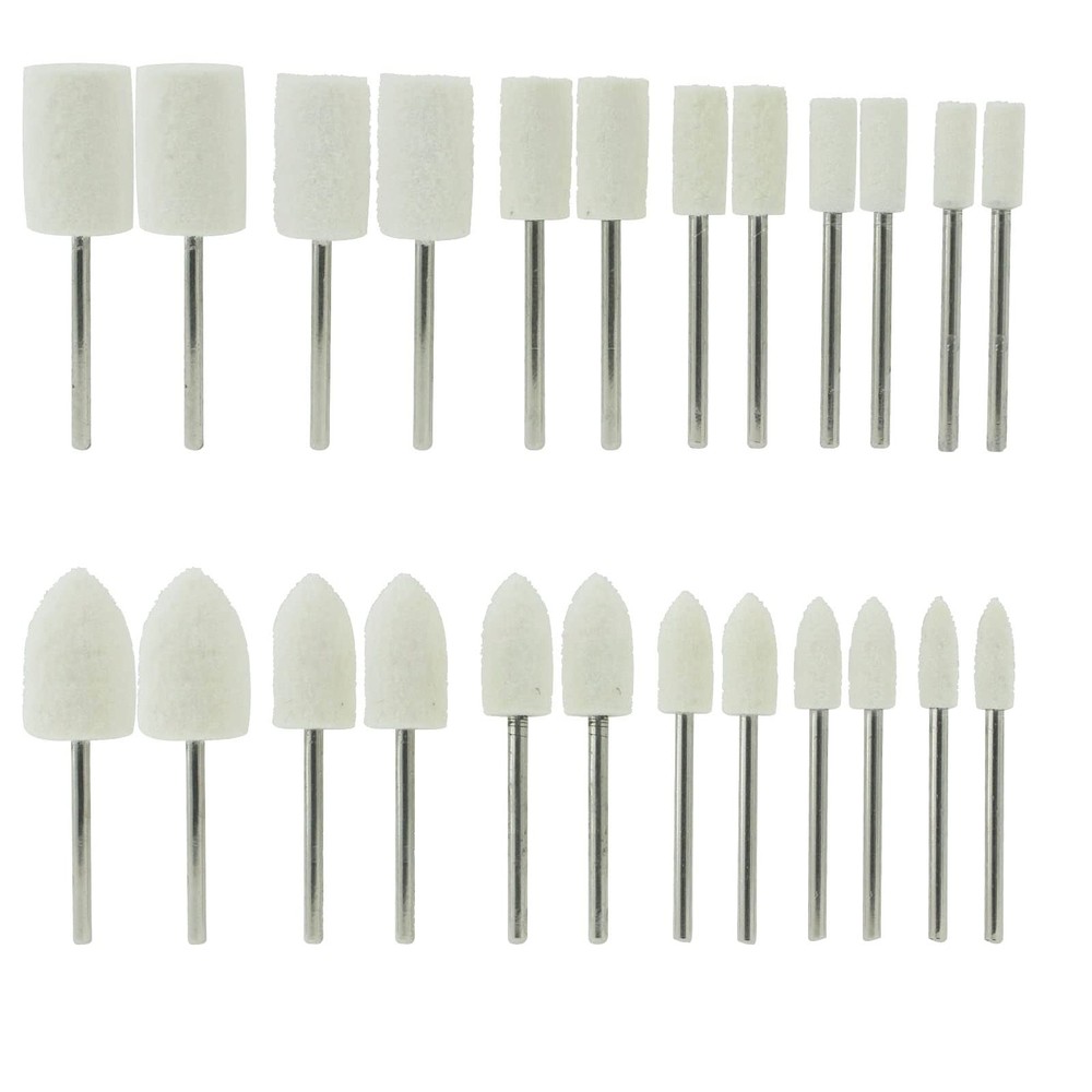 24 Pcs Wool Felt Polishing Bits - 3/32'' Shank Buffing