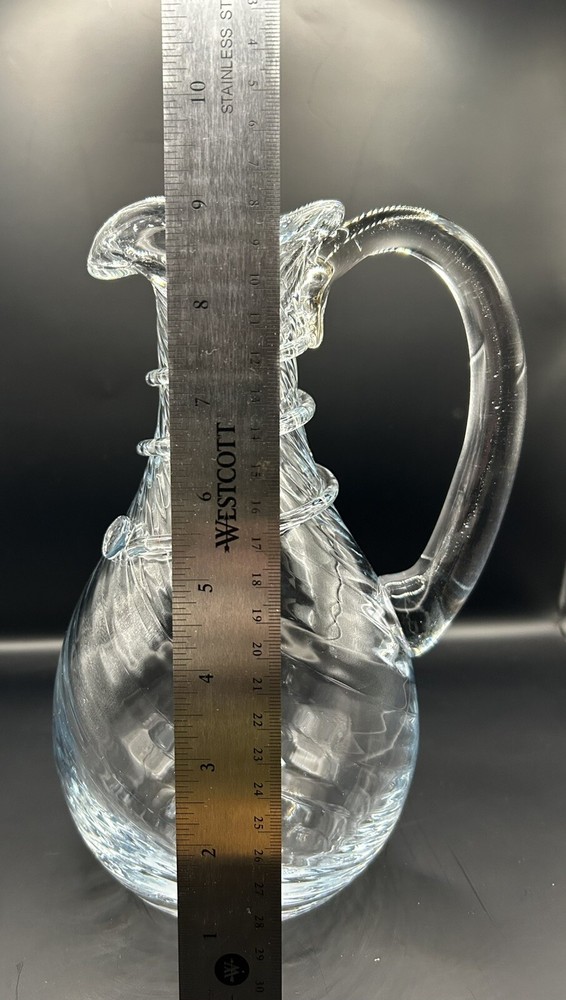 vintage hand blown glass pitcher Clear