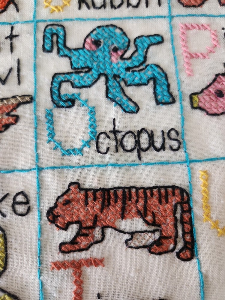 Animal ABCs Handmade Crosstitch Wall Hanging