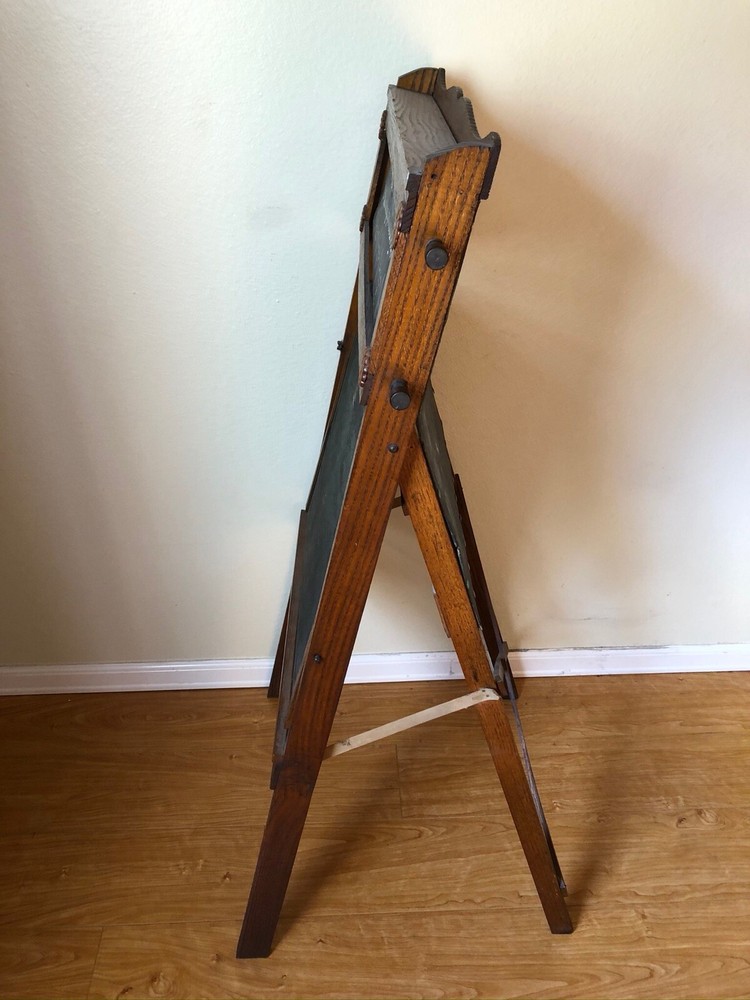 Antique Childs Desk/Easel Solid Oak With Chalk Board