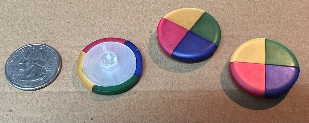 3 Colorful Plastic Buttons with 4 Triangle Sections 1 1/8” Sewing Crafts