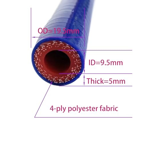 High Temp Reinforced Silicone Heater Tubing Hose 9.5MM (3/8") X 3.28FT Blue