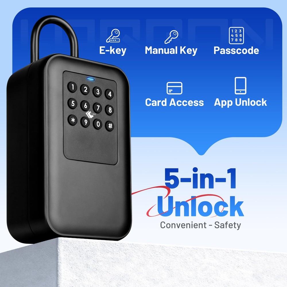 Smart Key Lock Box with Bluetooth TTLock APP Control, Silicone Keypad IP65 Wa...