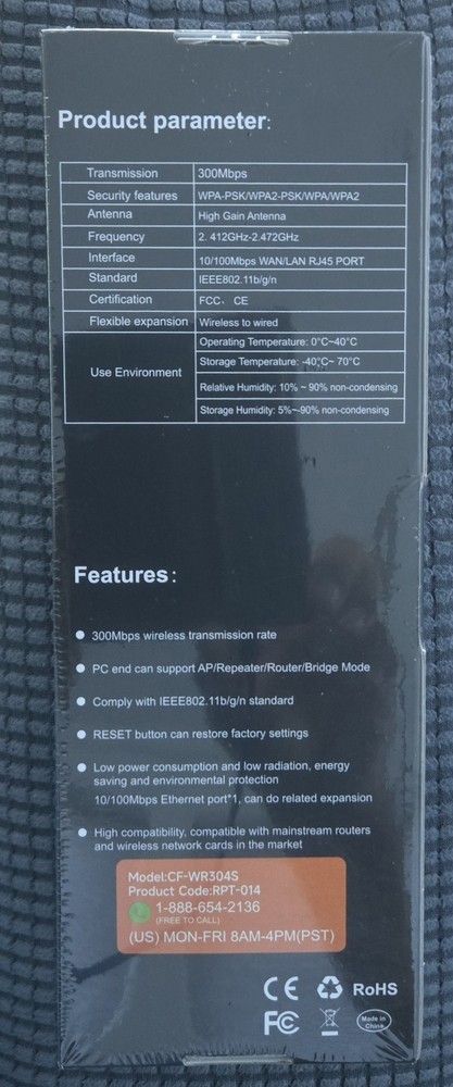 *NEW* *SEALED* WiFi Extender Model: CF-WR304S, Black